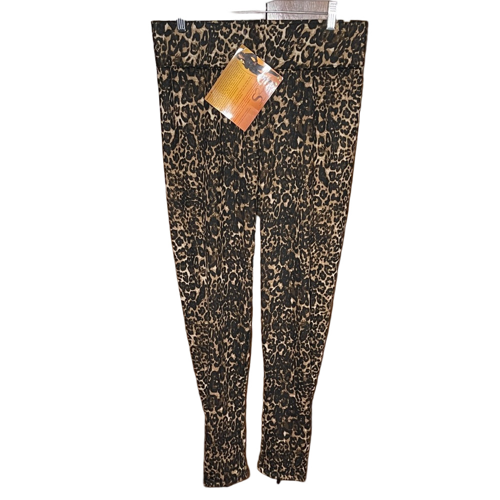 Serena Williams Medium Black and Tan Leopard Leggings NWT